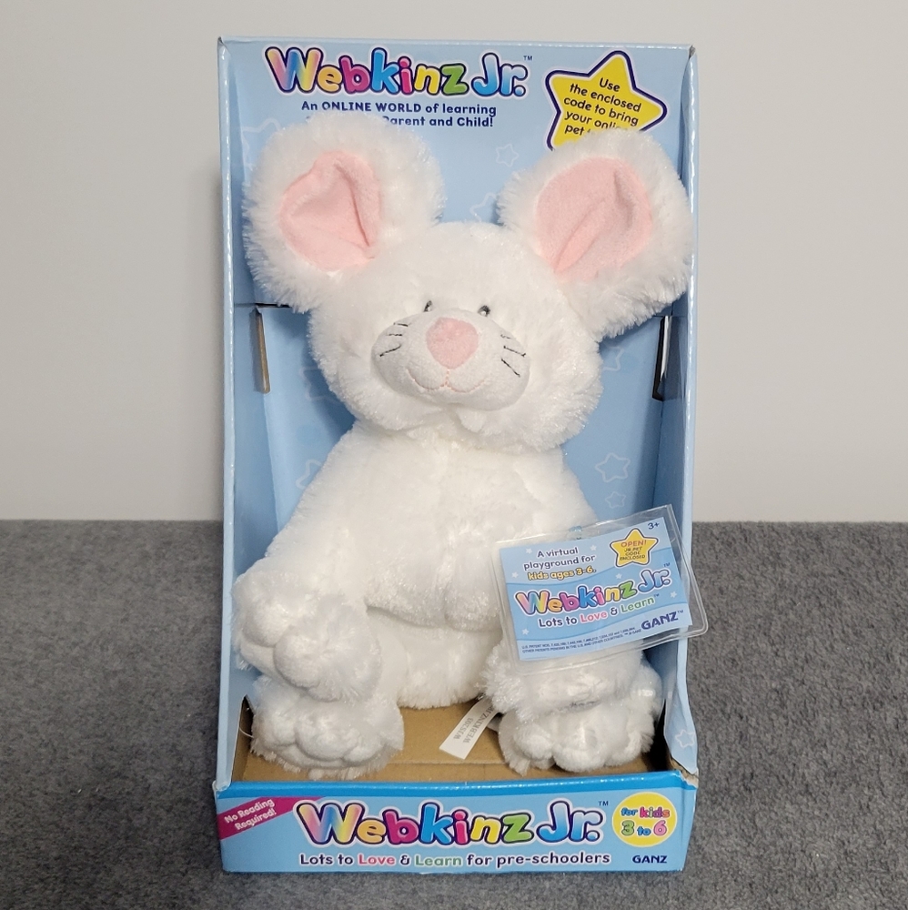 Webkinz Junior JR White Mouse NWT New Unused Code BNIB Ganz Sealed Rare